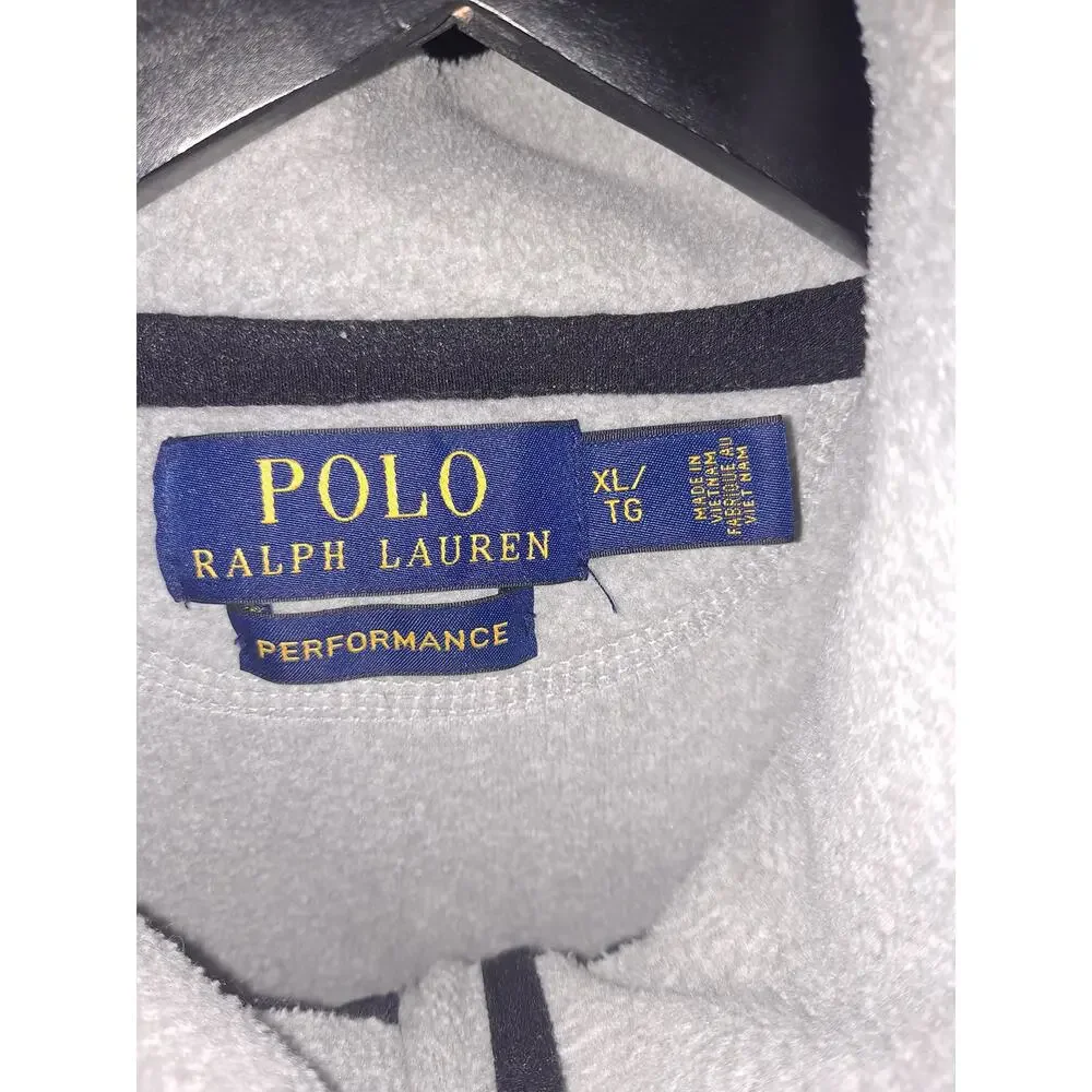 Polo Ralph Lauren White with Black Trim Fleece‎ Performance Top Size XL